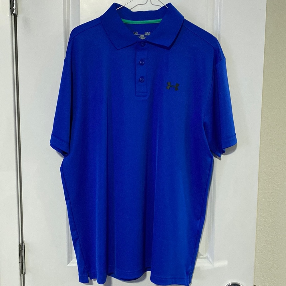 NWT - Mens Under Armour Heatgear Golf Polo - Blue - Loose Fit